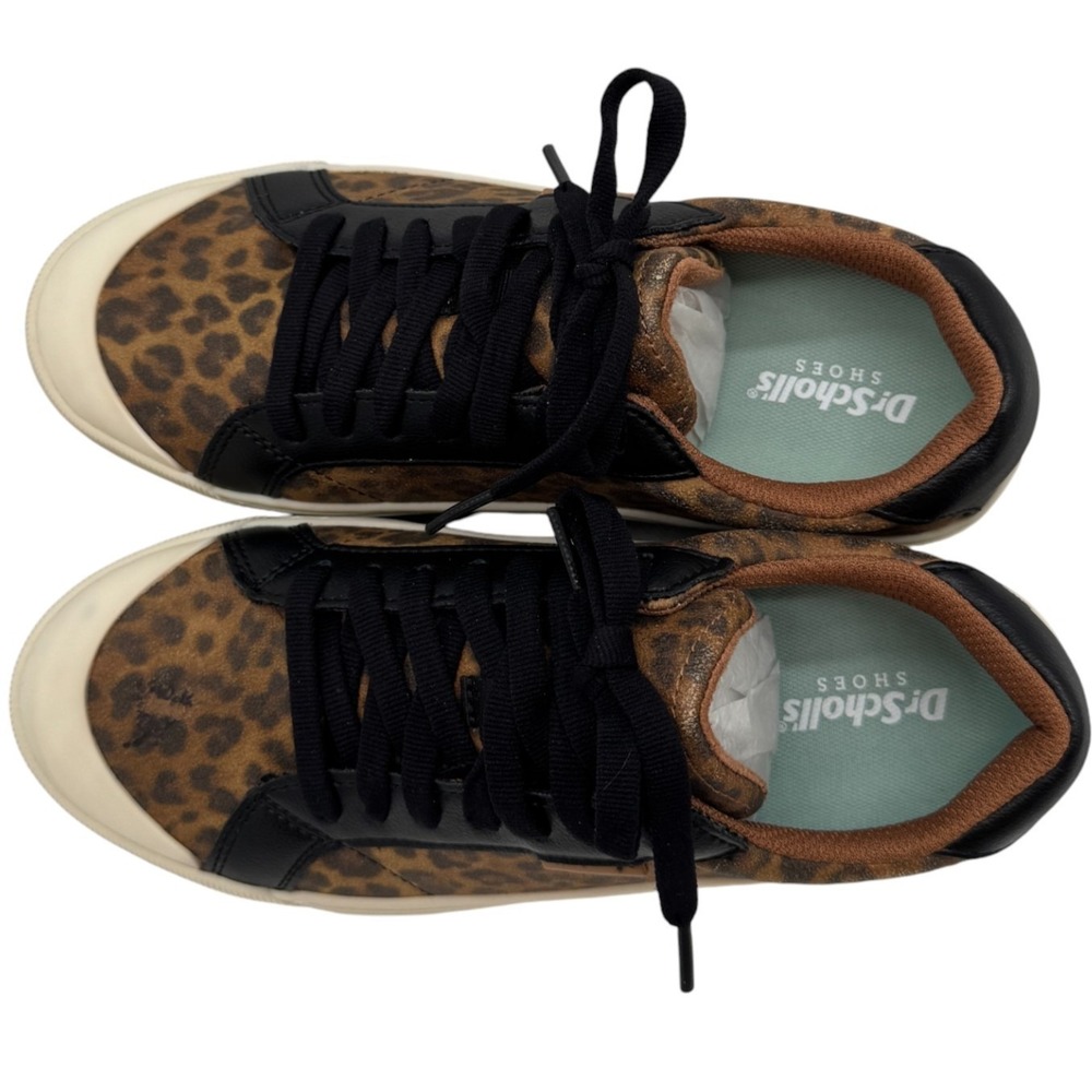 NEW Dr Scholls Time Off Brown Black Leopard Shoes Womens 6 Cheetah Platform Lace